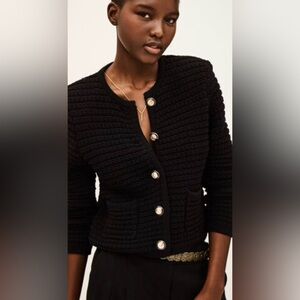 Ba&sh Black Button-Front Knit Sweater